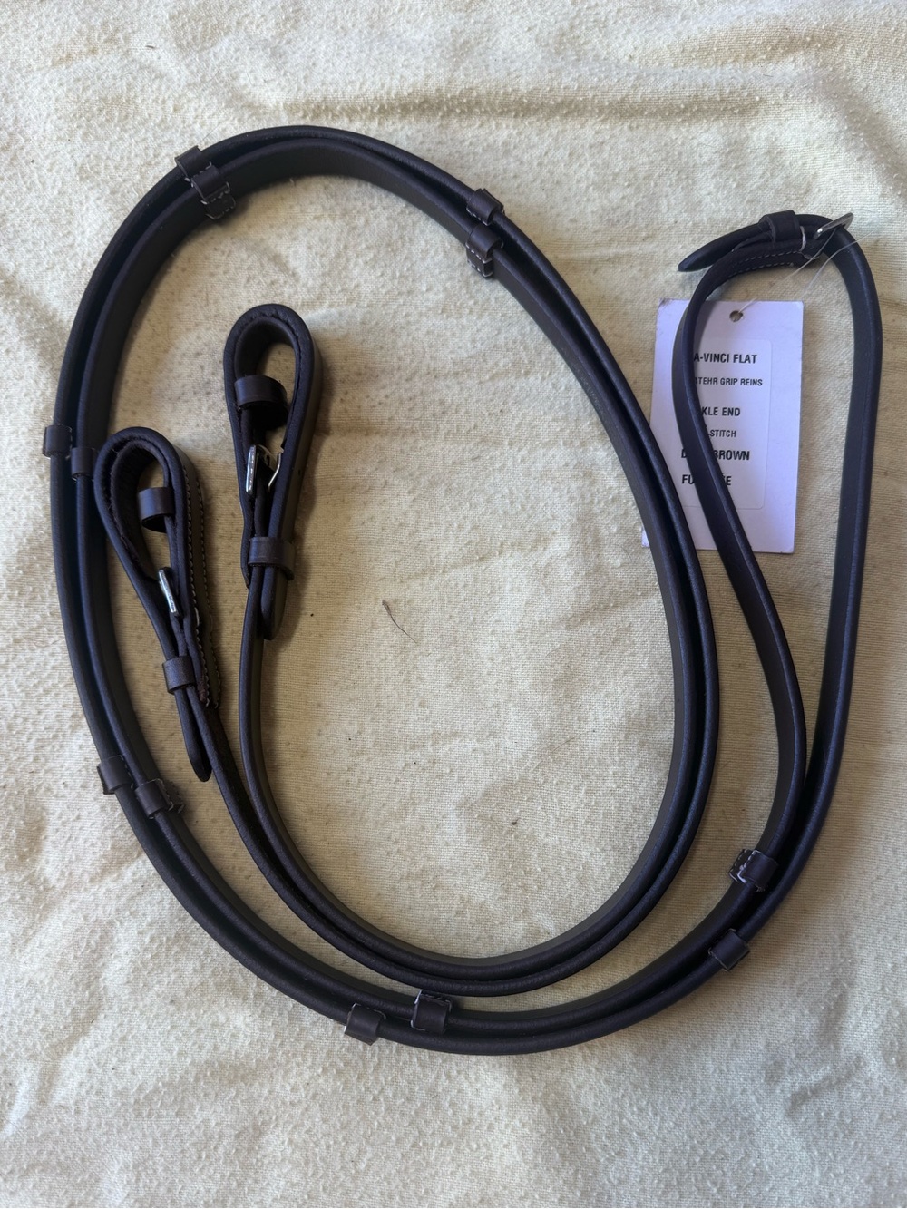 54” NWT DaVinci flat leather grip reins